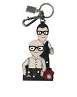 Dolce & Gabbana Logo Badge Keychain with Leather Applique and Brass Hardware  -