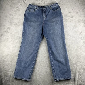 Talbots Jeans Womens Petites 10 Blue Stretch Green Embroidered Pockets - Picture 1 of 15