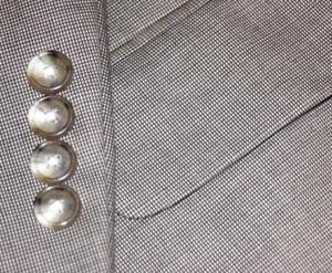 JOS A BANK mens WOOL COTTON sport coat BEIGE NAIL HEAD CLASSIC FIT 46R 46 e56 - Picture 1 of 7