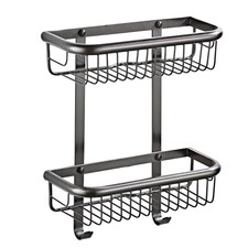 2-Tier Wall Mount Bathroom Shelf Brass Heavy Duty Shower Shelf Basket