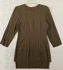 Vintage Michael B Ltd Dress Brown Long Sleeve Women M Chest 36 Length 34 - Picture 1 of 9