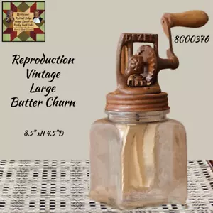 Butter Churn Glas große 11,5 Gusseisen Kurbel Reproduktion - Bild 1 von 5