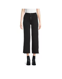 Jeans elasticizzati donna Time And Tru altise gambe larghe crop neri multitaglie - Foto 1 di 5