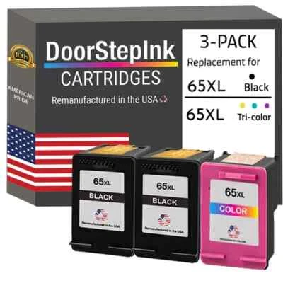 DoorStepInk Compatible Ink Cartridges For HP 65XL 2 Black / 1 Color 3-Pack-USA - Image 1 of 4