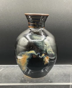 JARRÓN DE CERÁMICA ARTÍSTICA FIRMADO MULTICOLOR HECHO A MANO - Imagen 1 de 6