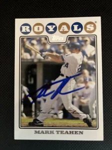 Tarjeta Topps 2008 firmada por Mark Teahen Kansas City Royals #210 ~ certificado de autenticidad - Imagen 1 de 4