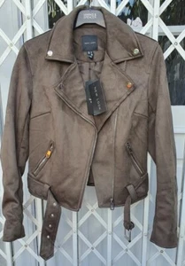 CHAQUETA ESTILO MOTERO GAMUZA SINTÉTICA NEW LOOK NUEVA CON ETIQUETAS TALLA 6 - Imagen 1 de 2