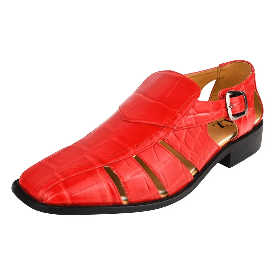 Sandalias para hombre LIBERTYZENO de cuero genuino con estampado de cocodrilo y hebilla Foto 1 de 2