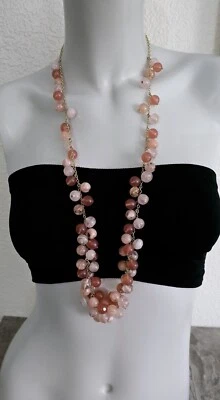 Diseñadora Ann Taylor Cuentas Dije Racimo Collar Mármol Cuentas Vidrio Rayado Foto 1 de 4