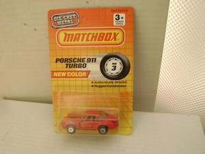 1990 MATCHBOX SUPERFAST MB3 RED 911 TURBO BLACK PORSCHE LETTERS NEW ON CARD