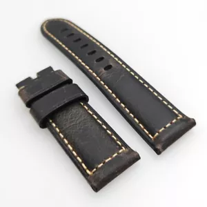 Correa de reloj de cuero de becerro marrón negro de 24 mm para reloj PAM RADIOMIR LUMINOR - Imagen 1 de 8