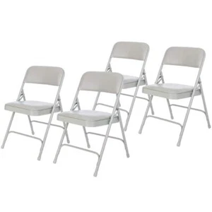 HAMPDEN FURNISHINGS Dining Folding Chair Vinyl Seat Warm Grey/Grey (Pack of 4) - Picture 1 of 5