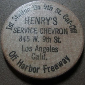 De colección Henrys Chevron Service Los Angeles, CA madera níquel - California California California - Imagen 1 de 2