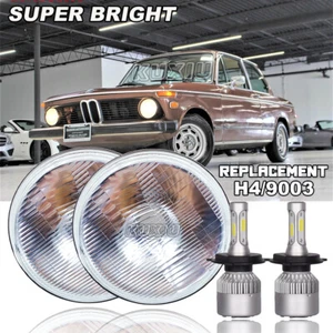Pair DOT 7" inch Round LED Headlights High Low Beam for BMW 2002 1966-1976 - Picture 1 of 20