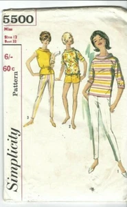 Simplicity Sewing Pattern 5500, Vintage Blouse, Pants, Shorts, Size 12 Bust 32" - Picture 1 of 2