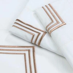 PRATESI QUEEN DUVET COVER 2 KING SHAMS 3 LINE COPPER EMBROIDERY ANGEL SKIN ITALY - Picture 1 of 4