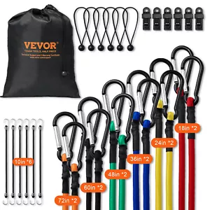 30 Pack Bungee Straps Set Heavy Duty Rubber Bungee Cord w/Steel Carabiners - Picture 1 of 12