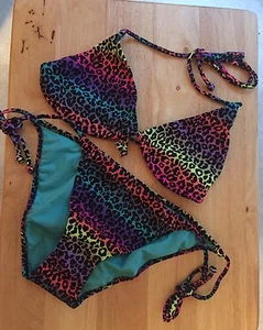 NEU Victoria's Secret Strand Sexy Triangel Bikini Set Aqua Mist/Leopard XS, S, M - Bild 1 von 7