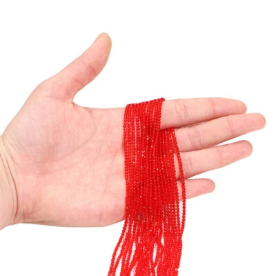 Cuentas redondas facetadas de vidrio pequeño de 5 hebras y 2 mm pequeñas cuentas espaciadoras sueltas 175 un./strd Foto 1 de 4