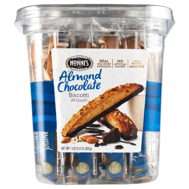 Nonni's 197810 Almond Chocolate Biscotti - 31.2oz (24 Pack)