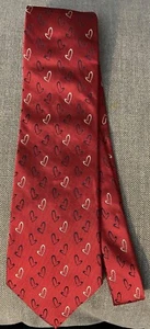 Red Silk Tie with Hearts by Grant Thomas Made in USA - Picture 1 of 5
