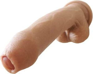 Realistischer Dildo Mit Vorhaut 22Cm Zwei Layer Silikon Analplug Dildo Naturgetr - Bild 1 von 7