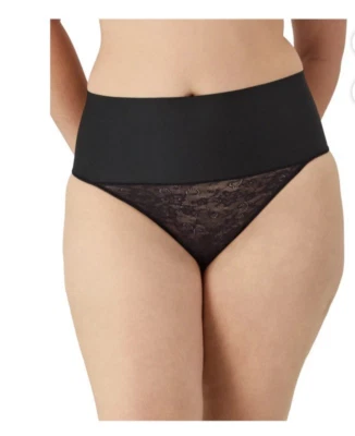 Tanga de encaje para mujer Maidenform Flexees suave negra fresca cómoda ropa moldeadora talla XL Foto 1 de 4