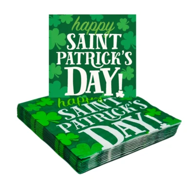 Happy Saint Patrick’s Day! Disposable Paper Beverage Cocktail Napkins – 32 Count - Image 1 of 4