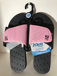Aqua Flip Flops Slide Shower Sandals Shoes Pink/Black Women’s Small (5-6) NEW - Picture 1 of 6