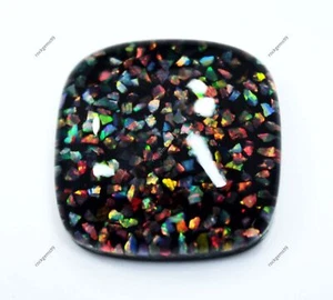 21 Ct Natural Australian Fire Opal Cushion Doublet Black Shin Gemstone Certified - Picture 1 of 7