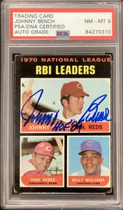 Johnny Bench Signed 1971 Topps #64 Baseball Card Reds PSA/DNA Autograph NM-MT 8 - Picture 1 of 2