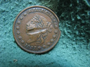1837 Millions For Defence Hard Times Token Not One Cent A-2 Token RARE TOKEN - Bild 1 von 3