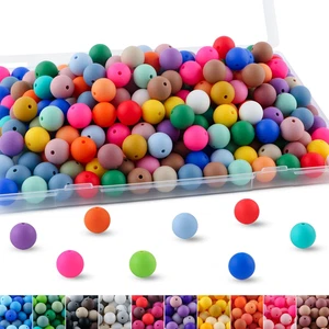 200 Stck. 12 mm Silikonperlen Großpackung für Stifte, Gemischte Farben Silikonperlen für Schlüsselanhänger - Bild 1 von 7