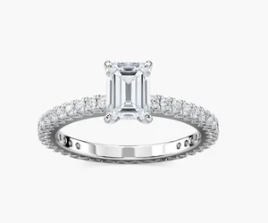IGI Certified Lab Grown Diamond Wedding Ring 1.50 CT Emerald Cut 14K White Gold - Picture 1 of 13
