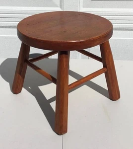 Vintage Handmade Wooden Round Sturdy Foot Stool/Bench/Foot Rest 10.25" H Country - Picture 1 of 1