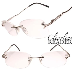 Moderne Damen Lesebrille rechteckig randlos silber 1,50 Lesebrille - Bild 1 von 3