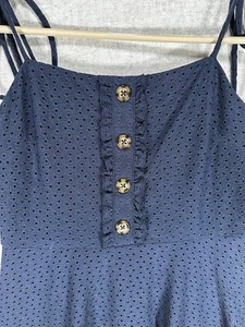 NWT Speechless Womens Sleeveless Eyelet Lined Navy Sundress Size Med Tie Strap - Picture 1 of 7