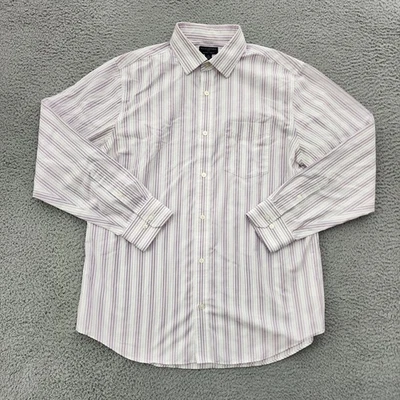 Camisa Banana Republic Para Hombres XL Calce Ajustado Sin Hierro Vestido Rayas Púrpura Blanco Foto 1 de 4