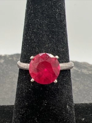 2 Ct Lab Created Round Ruby Sterling Silver Solitaire Ring S-6 2g - Image 1 of 4
