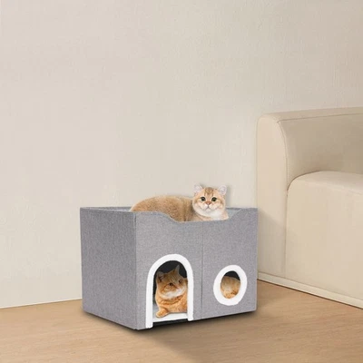 Cat House Large Indoor Cats Bed Cute Modern Cat Condo Shelter Foldable - Image 1 of 4