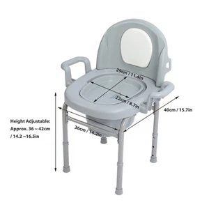 Bedside Commode Chair 3 Levels Height Adjustable Raised Toilet With - Picture 1 of 12