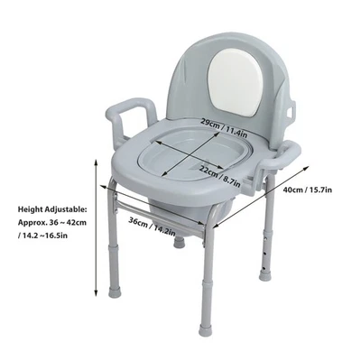 Bedside Commode Chair 3 Levels Height Adjustable Raised Toilet With - Image 1 of 4