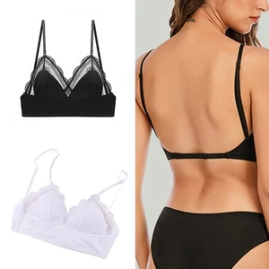 Soutien-gorge femme sexy dentelle rembourrée U dos nu sans fil support push-up sous-vêtements - Photo 1/9