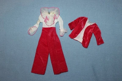 Vintage Barbie Sears Exclusive Velveteens #1818 1967 Red Velvet Pantsuit Jacket - Image 1 of 4