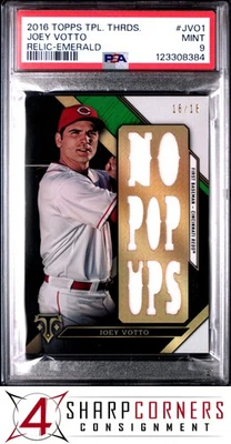 2016 TOPPS TRIPLE THREADS RELICS EMERALD #JVO1 JOEY VOTTO #/18 POP 1 PSA 9 - Image 1 of 2