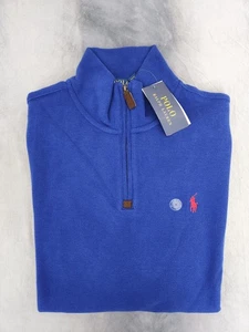 Polo Ralph Lauren Quarter Zip Blue Red Pony Sweater Men's Size Medium New - Picture 1 of 12