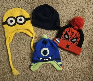 Lote de 4 sombreros de invierno para niños pequeños gorras calavera Spider-Man Minion talla S - Imagen 1 de 10