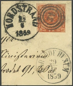 SCHLESWIG-HOLSTEIN 31 (NORDSTRAND) auf 4 S. orangebraun liniert, Neben - Bild 1 von 2
