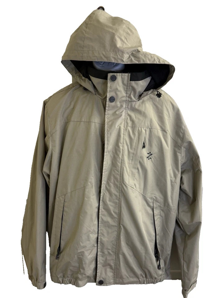 Abrigo de Invierno IZOD PERFORMX Para Hombres Con Capucha XL Color Beige Cremallera Completa Forrado a Presión Foto 1 de 4