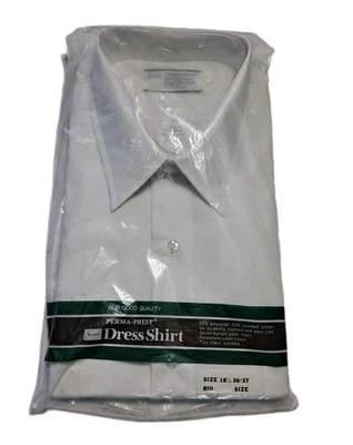 Camisa de vestir vintage Sears nueva con etiquetas para hombre blanca Perma Prest corte grande 18 1/2 36 37 Foto 1 de 4